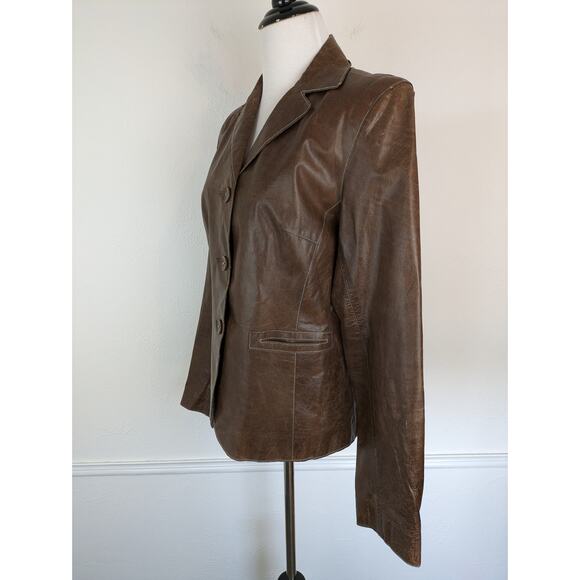 John Carlisle Leather Jacket Classic Edgy Vintage 90s Y2K Brown Size L - Picture 3 of 10